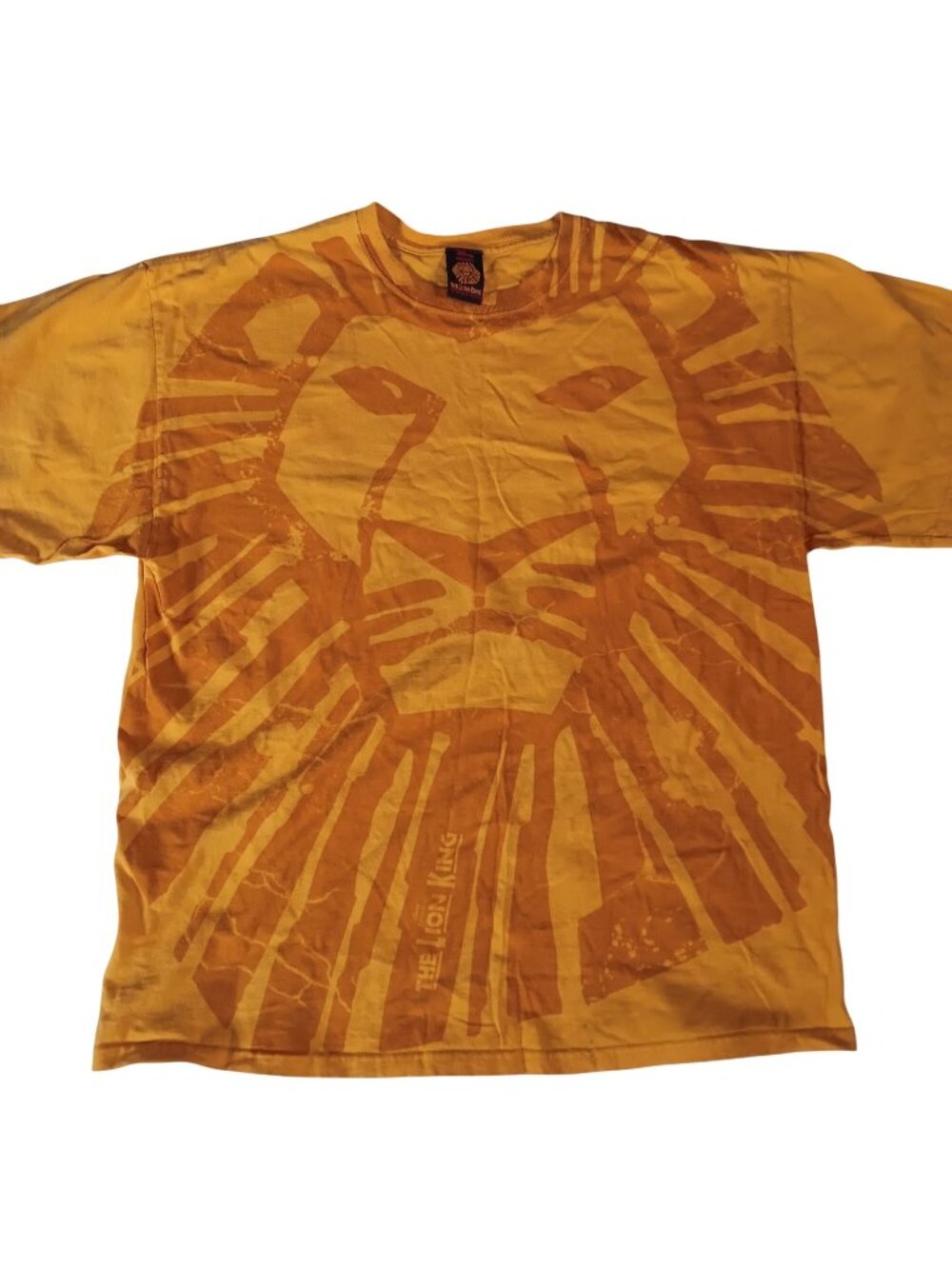 Y2K Vtg The Lion King AOP XL T-Shirt Disney Musical Mandalay Bay Gold Cotton